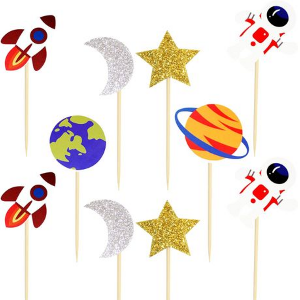 Space Themed Cupcake Toppers (12 Toppers), Space Themed Cupcake Toppers (12 Toppers)