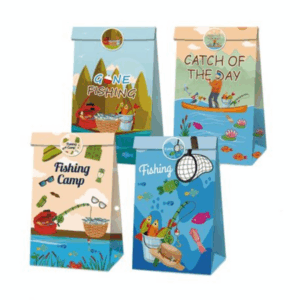Party Favor Bags with Stickers - Fishing / Catch of the Day Theme (12 Bags)