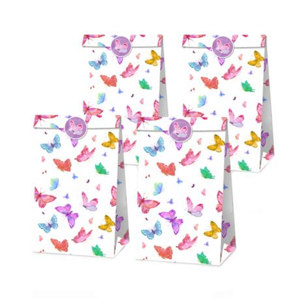 Party Favor Bags with Stickers - Small Butterfly Theme - 12 Bags, Party Favor Bags with Stickers – Small Butterfly Theme – 12 Bags