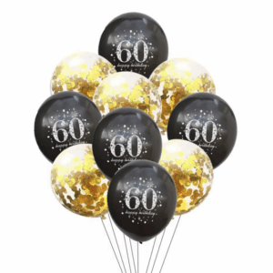 Milestone Birthday Balloons - 60 - Black and Gold