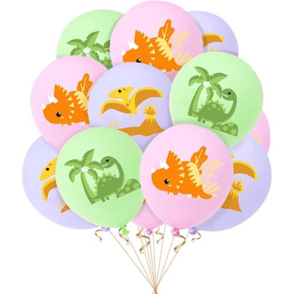 Pastel Dinosaur Themed Latex Balloon Set (12 Balloons), Pastel Dinosaur Themed Latex Balloon Set (12 Balloons)