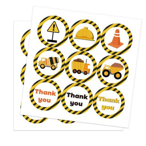 Party Favor Bags with Stickers - Construction Theme, Party Favor Bags with Stickers – Construction Theme – 12 Bags