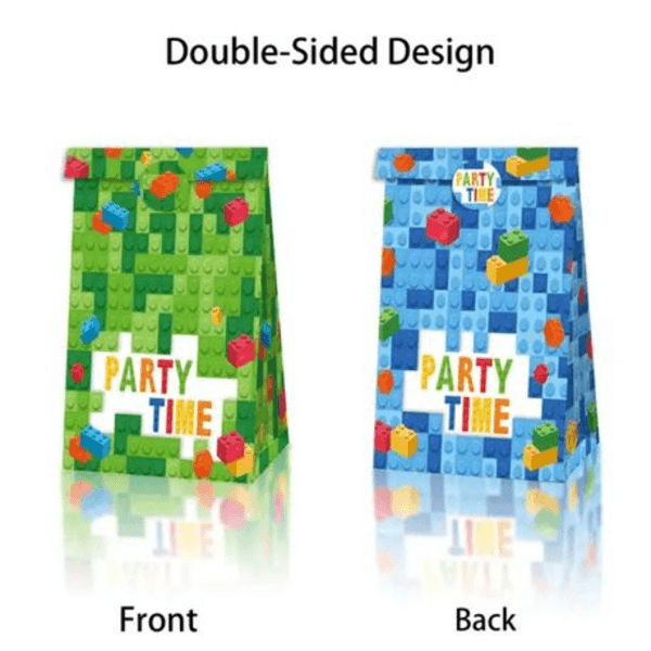 Party Favor Bags with Stickers - Lego Theme - 12 Bags, Party Favor Bags with Stickers – Lego Theme – 12 Bags