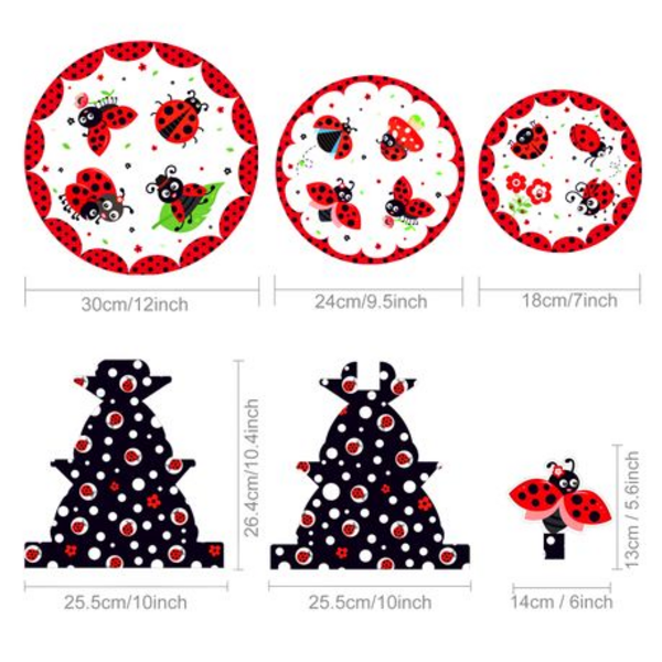 Ladybug Cupcake Stand, Kids Birthday Party 3 Tier Cupcake Stand – Ladybug