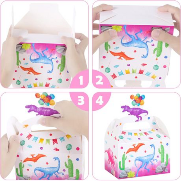 Party Favor Boxes - Girly Dinosaur Theme - 12 Boxes, Party Favor Boxes – Girly Dinosaur Theme – 12 Boxes