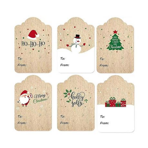 Christmas Gift Tag Stickers, Christmas Gift Tag Stickers (Scallop – 300 Stickers