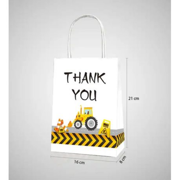 Party Favor Bags with Handles - Construction Theme, Party Favor Bags with Handles – Construction Theme – 12 Bags