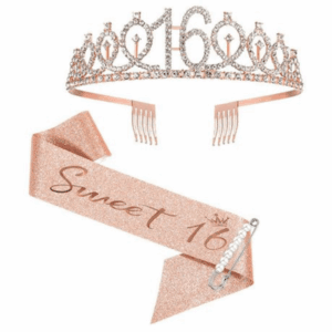 Birthday Sash and Crown Set - Sweet 16 - Pink