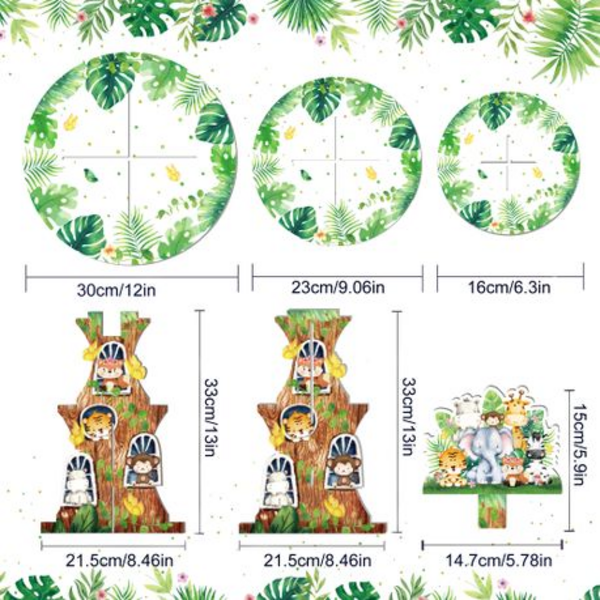 Kids Birthday Party 3 Tier Cupcake Stand - Safari, Kids Birthday Party 3 Tier Cupcake Stand – Safari