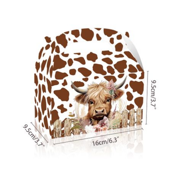 Party Favor Boxes - Highland Cow Theme - 12 Boxes, Party Favor Boxes – Highland Cow Theme – 12 Boxes
