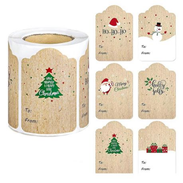 Christmas Gift Tag Stickers, Christmas Gift Tag Stickers (Scallop – 300 Stickers