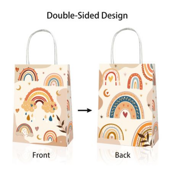 Party Favor Bags with Handles - Rainbow Theme - 12 Bags, Party Favor Bags with Handles – Rainbow Theme – 12 Bags