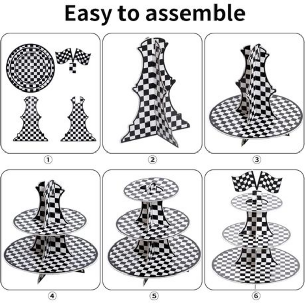 Kid's Birthday Party 3 Tier Cupcake Stand - Racing, Kid’s Birthday Party 3 Tier Cupcake Stand – Racing