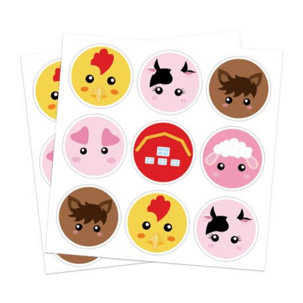 Party Favor Bags with Stickers - Farm Animal Faces Theme, Party Favor Bags with Stickers – Farm Animal Faces Theme (12 Bags)