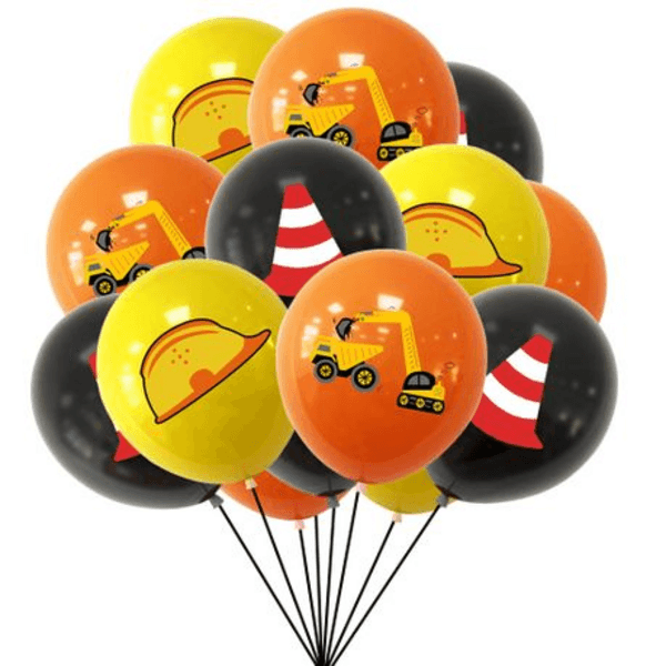 Latex Construction Balloon Set - 12 Balloons, Latex Construction Balloon Set – 12 Balloons