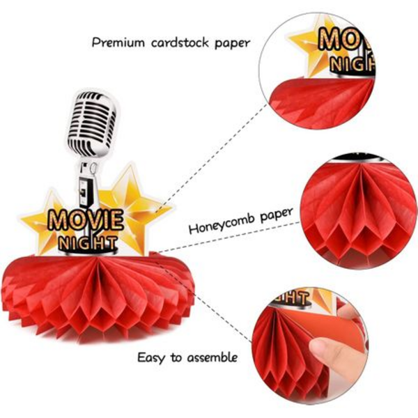 Movie Night Themed Honeycomb Décor, Movie Night Themed Honeycomb Décor (9 Pieces)