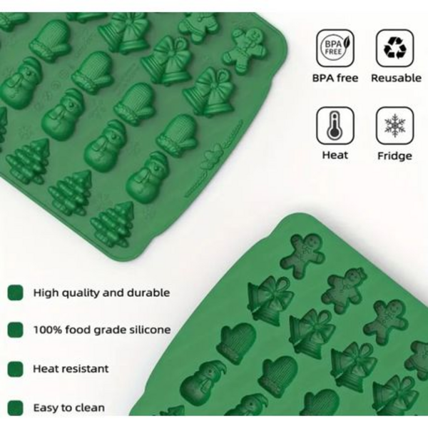 Christmas Themed Silicone Mold (Various Shapes), Christmas Themed Silicone Mold (Various Shapes)