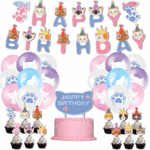 Kids Birthday Party Decoration Set - Cat Themed