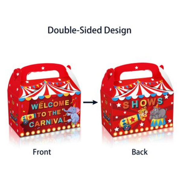 Party Favor Boxes - Circus Carnival Theme 2 (12 Boxes), Party Favor Boxes – Circus Carnival Theme 2 (12 Boxes)