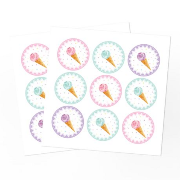 Party Favor Bags with Stickers - Ice Cream -12 Bags, Party Favor Bags with Stickers – Ice Cream -12 Bags