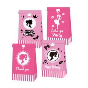 Party Favor Bags with Stickers - Barbie Theme 2 (12 Bags)