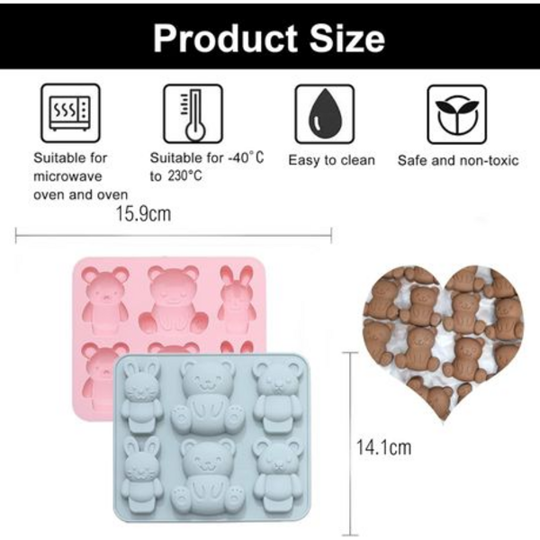 Silicone Bear and Bunny Mould, Silicone Bear and Bunny Mold