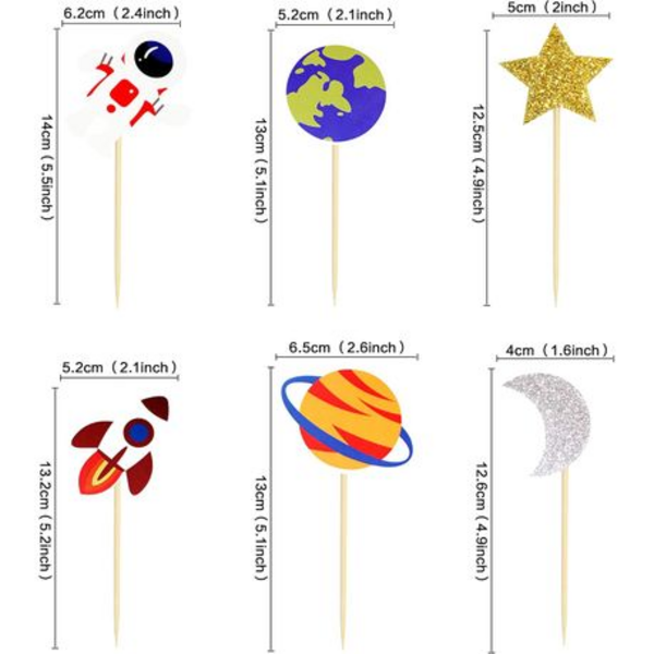Space Themed Cupcake Toppers (12 Toppers), Space Themed Cupcake Toppers (12 Toppers)