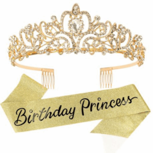Birthday Sash and Crown Set - Birthday Princess - Gold