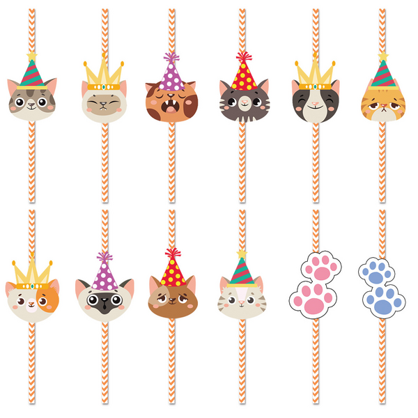 Paper Straws - Cat Themed, Paper Straws – Cat Themed (24 Straws)