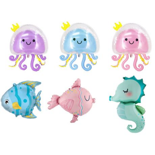 Cute Ocean Themed Foil Balloon Set, Cute Ocean Themed Foil Balloon Set (6 Balloons)