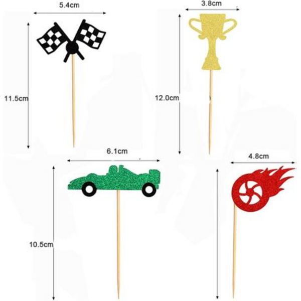 Glitter Race Car Themed Cupcake Toppers (12 Toppers), Glitter Race Car Themed Cupcake Toppers (12 Toppers)