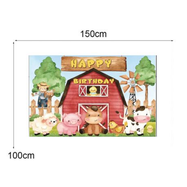 Small Kids Birthday Party Table and Photography Backdrop (Trees Barn Farm), Small Kids Birthday Party Table and Photography Backdrop (Trees Barn Farm)