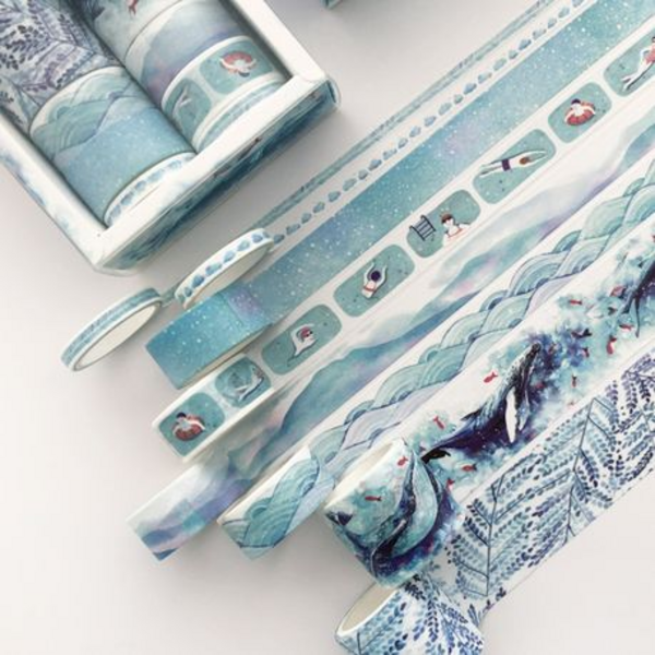 Washi Tape Box Set of 8 (Blue Whale), Washi Tape Box Set of 8 (Blue Whale)