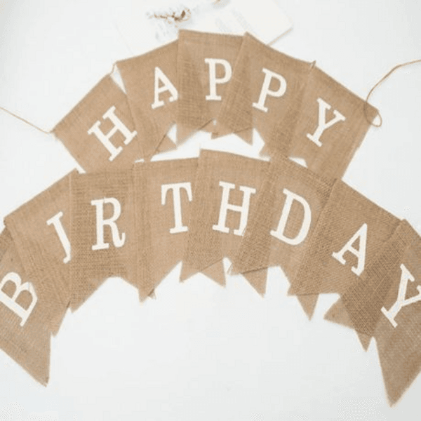 Happy Birthday Burlap Hessian Bunting, Happy Birthday Burlap Hessian Bunting