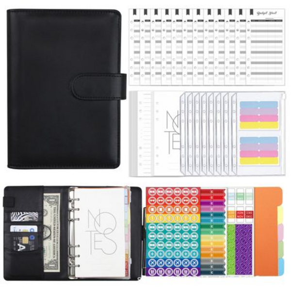 A6 PU Leather Budget Binder Notebook, A6 PU Leather Budget Binder Notebook