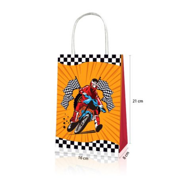 Party Favor Bags with Handles - Motocross Theme - 12 Bags, Party Favor Bags with Handles – Motocross Theme – 12 Bags