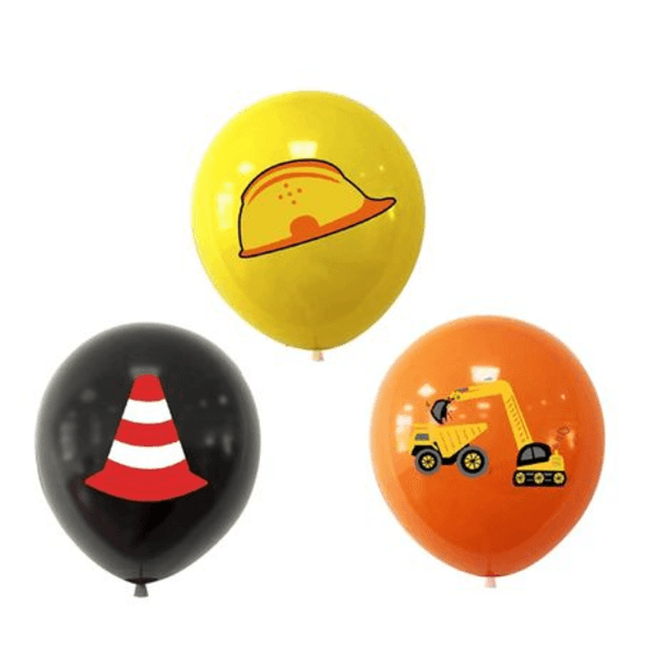 Latex Construction Balloon Set - 12 Balloons, Latex Construction Balloon Set – 12 Balloons
