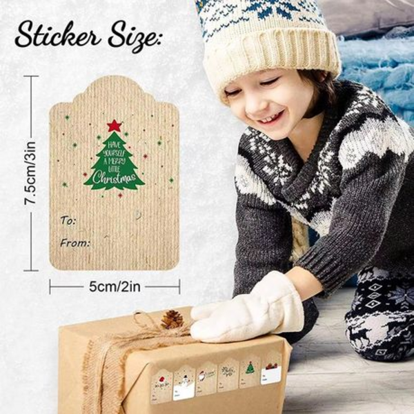 Christmas Gift Tag Stickers, Christmas Gift Tag Stickers (Scallop – 300 Stickers