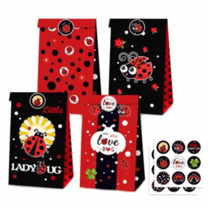 Party Favor Bags with Stickers - Ladybug Theme 12 Bags