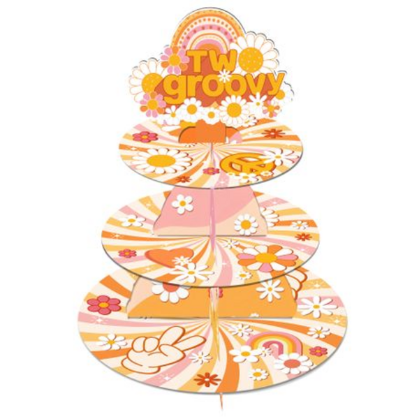 Kids Birthday Party 3 Tier Cupcake Stand - Two Groovy, Kids Birthday Party 3 Tier Cupcake Stand – Two Groovy