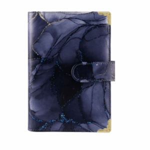 A6 PU Leather Budget Binder Notebook - Midnight Blue Marble