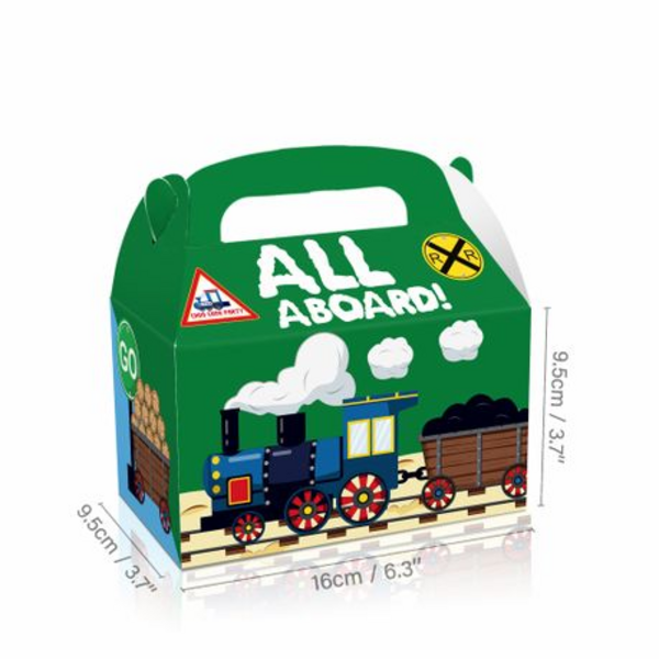 Party Favor Boxes - All Aboard Train Theme, Party Favor Boxes – All Aboard Train Theme – 12 Boxes