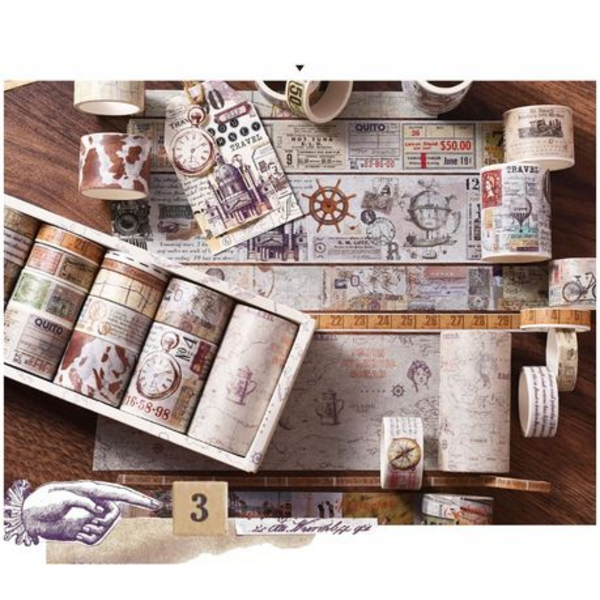 Retro Style Washi Tape Set - Travel, Retro Style Washi Tape Set – Travel