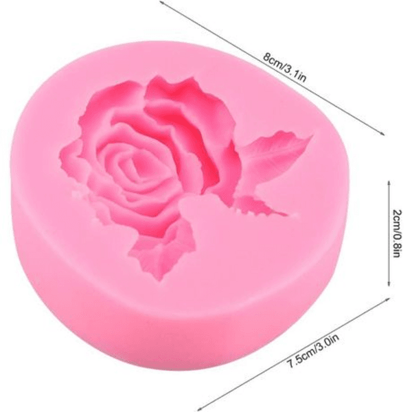 Silicone Rose with Leaves Fondant Mold - Image 3