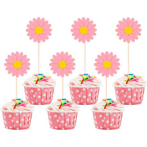 Daisy Cupcake Toppers - Pink (24 Toppers), Daisy Cupcake Toppers – Pink (24 Toppers)