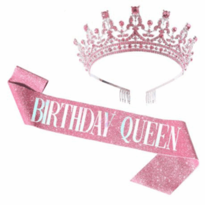 Birthday Sash and Crown Set - Birthday Queen - Pink