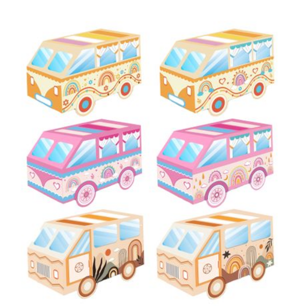 Hippie Van Party Favor Boxes, Party Favor Boxes – Hippie Van Theme – 12 Boxes