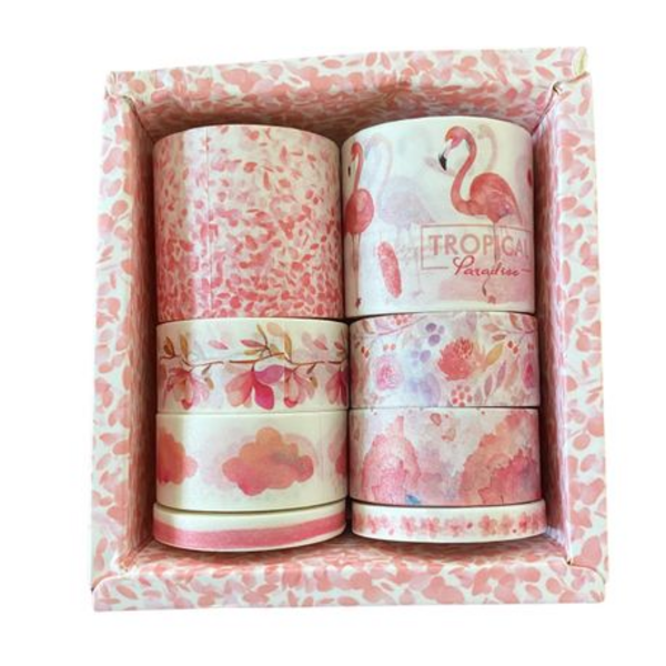 Washi Tape Box Set of 8 (Flamingo Paradise), Washi Tape Box Set of 8 (Flamingo Paradise)