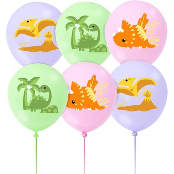 Pastel Dinosaur Themed Latex Balloon Set (12 Balloons), Pastel Dinosaur Themed Latex Balloon Set (12 Balloons)