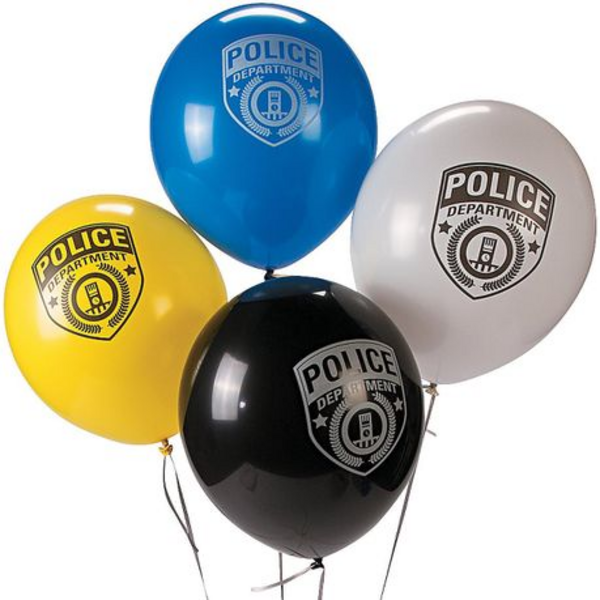 Police Print Latex Balloons Set - 10 Balloons, Police Print Latex Balloons Set – 10 Balloons